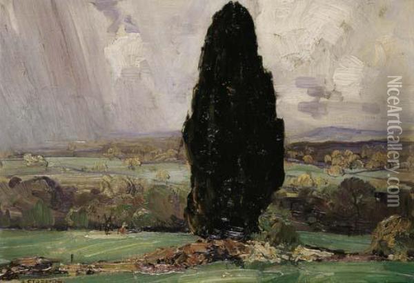 A View From Tanhurst, Leith Hill Surrey Oil Painting - Arthur Ernest Streeton