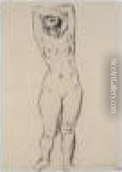 Stehender Weiblicher Akt (standing Female Nude) Oil Painting - Lovis (Franz Heinrich Louis) Corinth