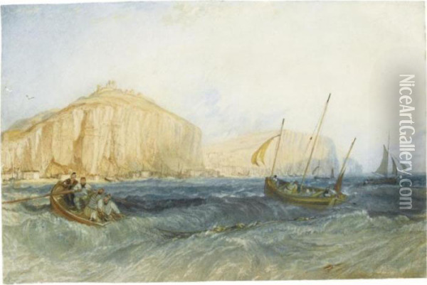 Fishing Boats Off Hastings Oil Painting - Joseph Mallord William Turner