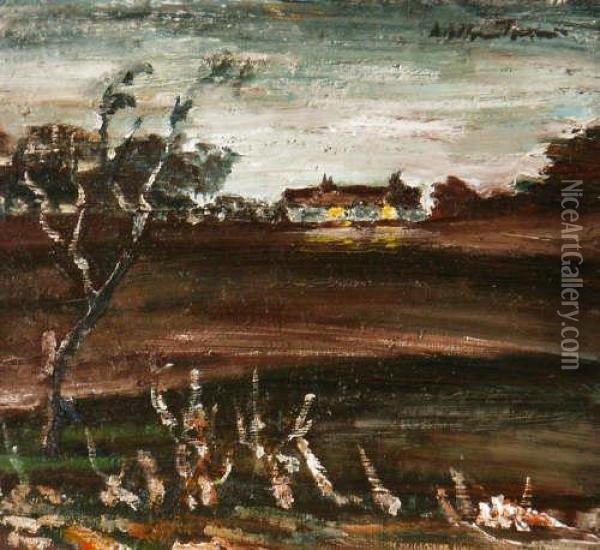 Cottages Nr Halifax Oil Painting - Joseph Mallord William Turner