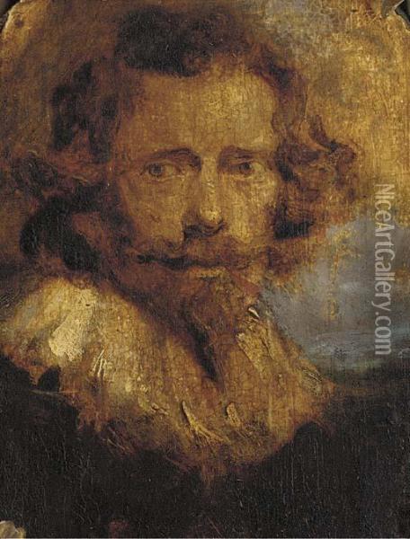 Portrait Of A Gentleman, Small Bust-length Oil Painting - Sir Anthony Van Dyck