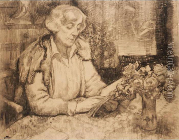 Maria Van Rysselberghe Lisant Oil Painting - Theo van Rysselberghe
