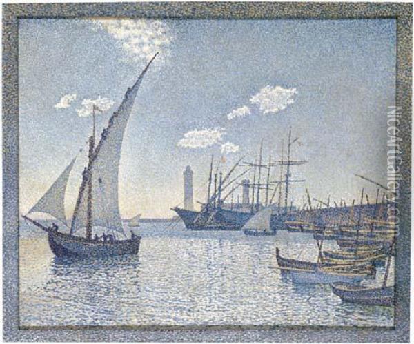 Port De Cette, Les Tartanes Oil Painting - Theo van Rysselberghe