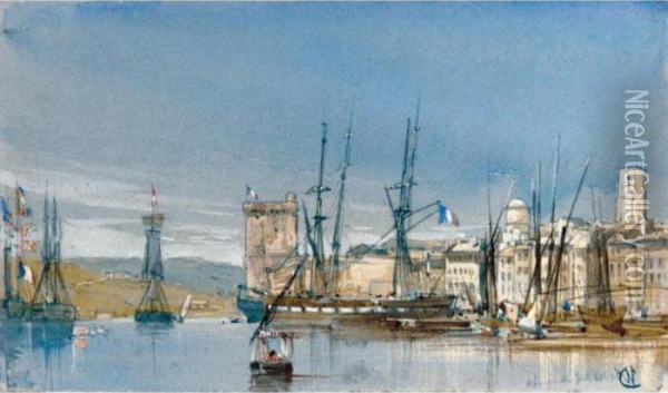 View Of The Harbour, Marseilles Oil Painting - William Callow