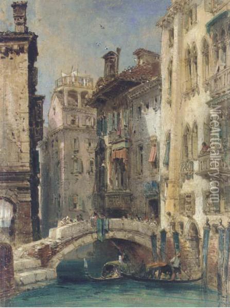 View Of A Canal, Venice Oil Painting - William Callow