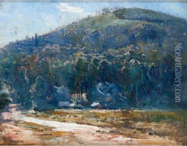Hillside Oil Painting - Arthur Ernest Streeton