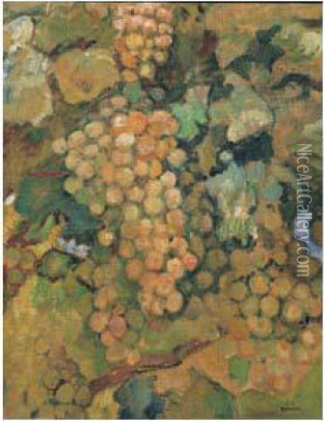 Les Grappes De Raisins Oil Painting - Theo van Rysselberghe