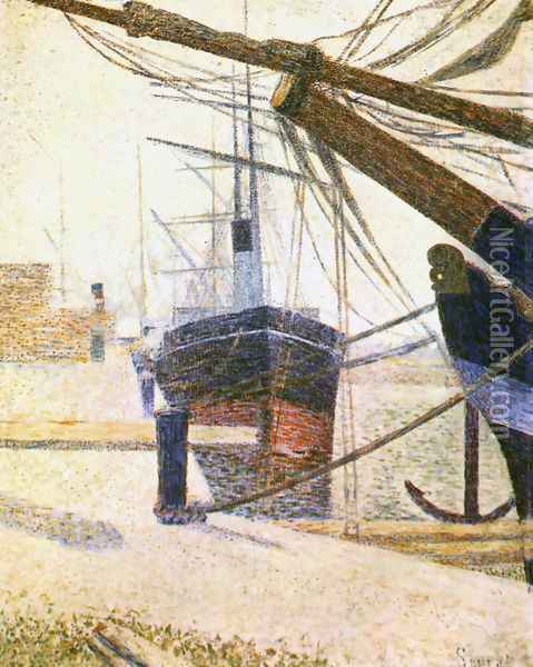 Quayside, Honfleur Oil Painting - Georges Seurat