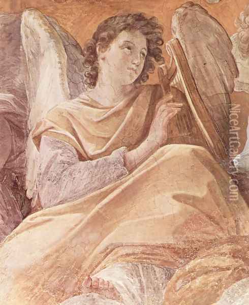 Frescoes in the Palazzo Quirinale, Cappella dell'Annunciata, vault fresco scene, the Queen of Heaven and angels pla Oil Painting - Guido Reni