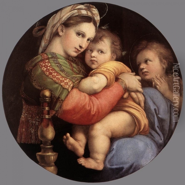 Madonna della Seggiola (framed) Oil Painting - Raffaelo Sanzio