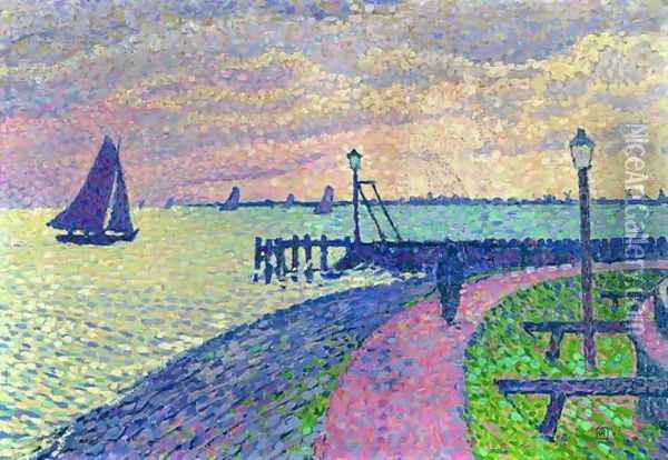 Entrance to the Port of Volendam Oil Painting - Theo van Rysselberghe