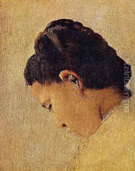 Head Of A Girl Oil Painting - Georges Seurat