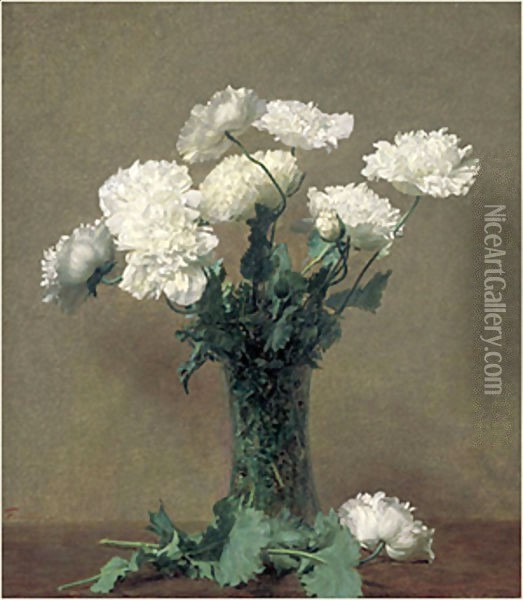 Poppies 1891 Oil Painting - Ignace Henri Jean Fantin-Latour