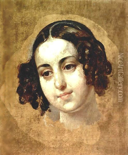 Head of Girl 1830 Oil Painting - Julia Vajda