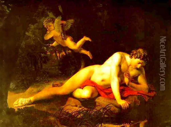 Narcissus 1819 Oil Painting - Julia Vajda