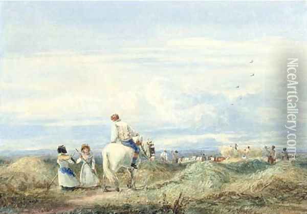In the hayfield Oil Painting - David Cox