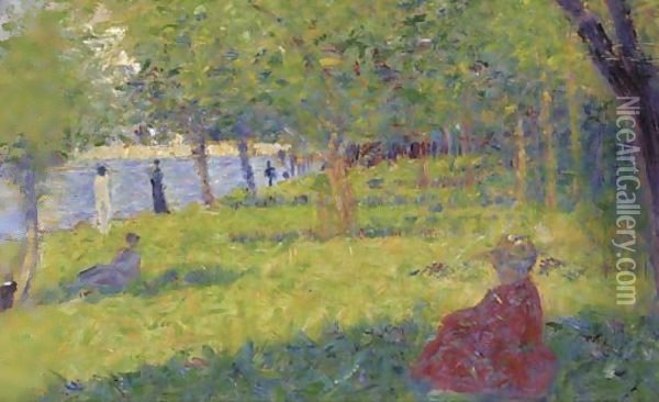 Femmes assises (Etude pour Un dimanche apres-midi aA  l'Ile de la Grande Jatte) Oil Painting - Georges Seurat