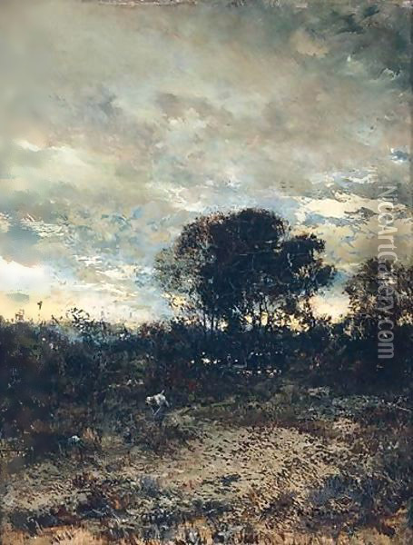 Landscape At Dusk Oil Painting - Ivan Pavlovich Pokhitonov