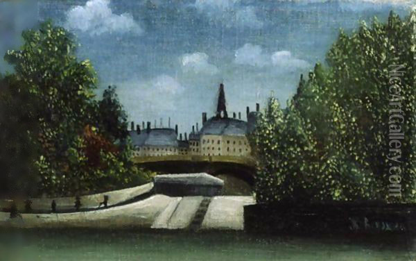 L'Ile De La Cite Oil Painting - Henri Julien Rousseau