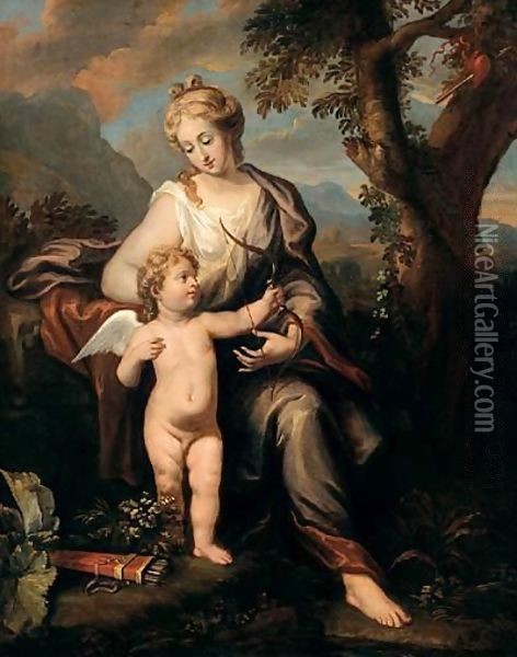 Venus And Cupid Oil Painting - Giovanni Battista Cipriani