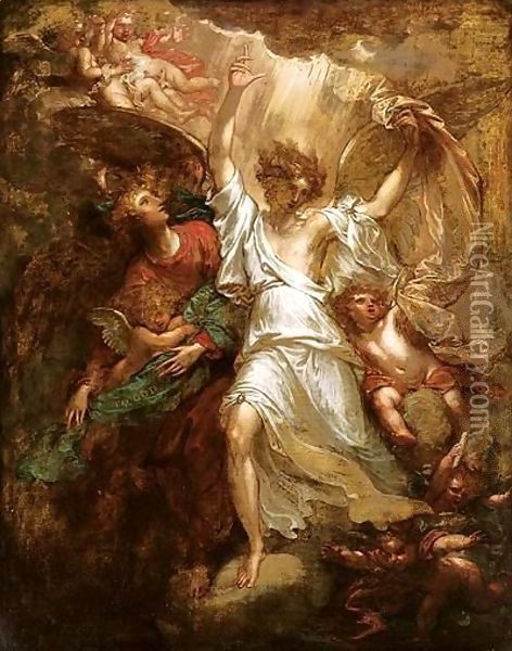 Angels Appearing To The Shepherds Oil Painting - Benjamin West