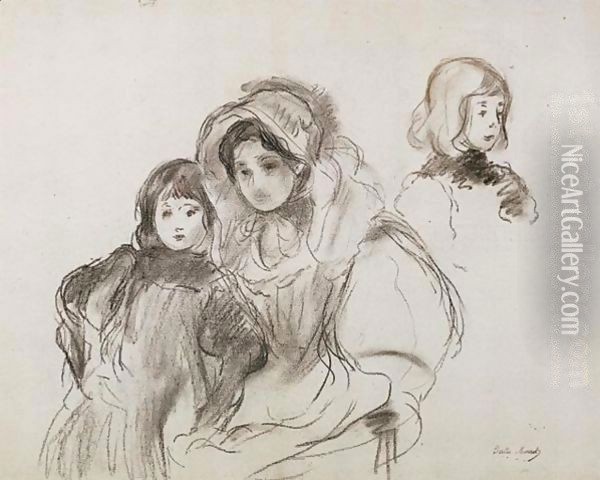 Les Deux SAurs (Etude) Oil Painting - Berthe Morisot