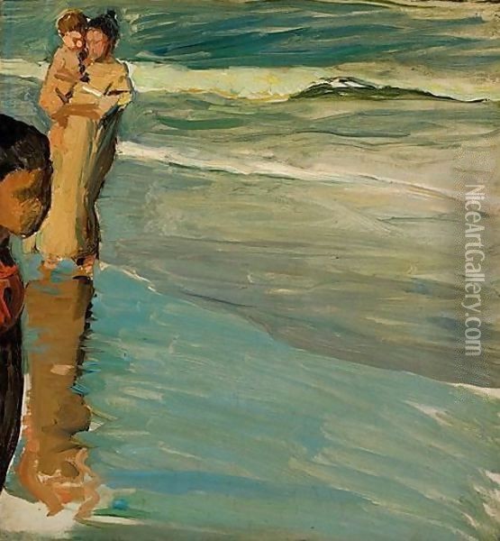 En La Playa De Valencia (On The Beach, Valencia) Oil Painting - Joaquin Sorolla Y Bastida