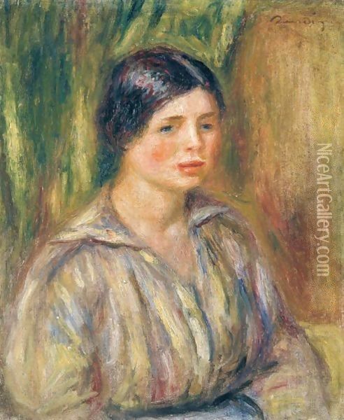 Buste De Jeune Fille Oil Painting - Pierre Auguste Renoir