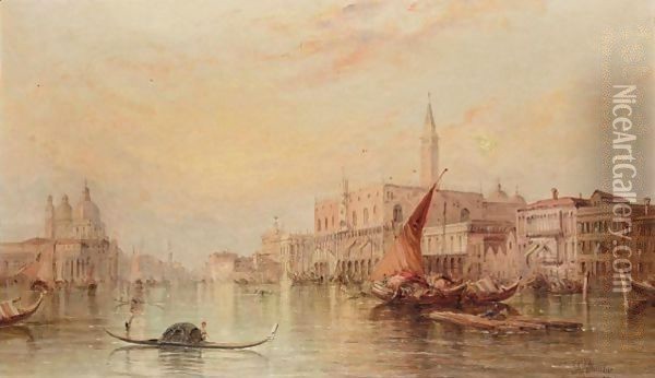 The Grand Canal With The Doge's Palace Oil Painting - Alfred Pollentine