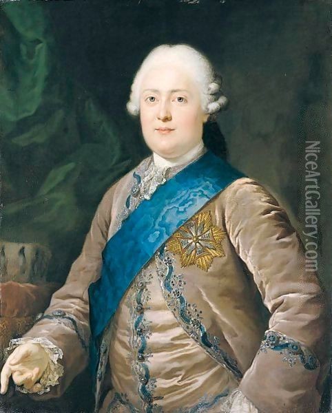 Portrait Of Friedrich August I (1750-1827), Elector And Later King Of Saxony, Half Length, Wearing A Mauve Jacket And Waistcoat And The Badge Of The Order Of The White Eagle Oil Painting - Anton Graff