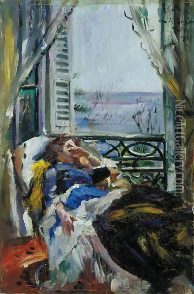 Frau Im Liegestuhl Am Fenster (Woman In A Deckchair By The Window) Oil Painting - Lovis (Franz Heinrich Louis) Corinth