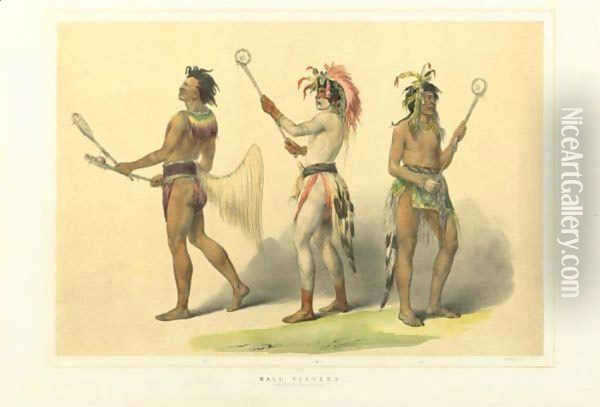 Ball Players Oil Painting - George Catlin