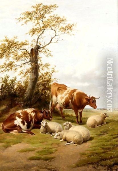 Noonday Rest, Canterbury Oil Painting - Thomas Sidney Cooper
