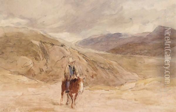 A Traveller On Horseback Oil Painting - David Cox
