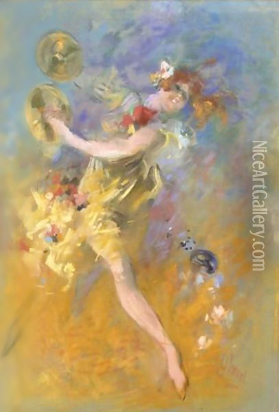 Danseuse Aux Cymbales Oil Painting - Jules Cheret