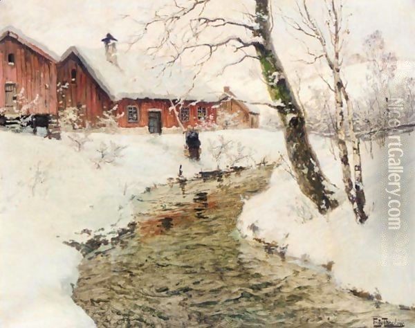 Vinter I Norge (Winter In Norway) Oil Painting - Fritz Thaulow