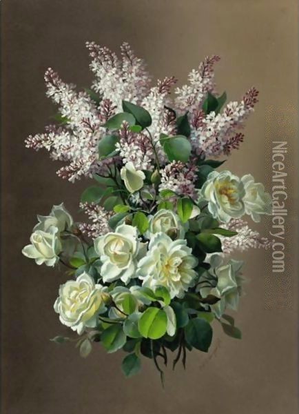 Lilacs And Roses Oil Painting - Paul De Longpre