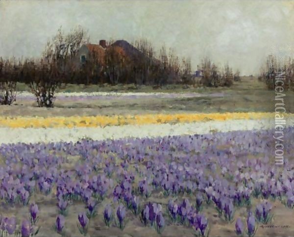 A Field Of Crocuses Oil Painting - George Hitchcock