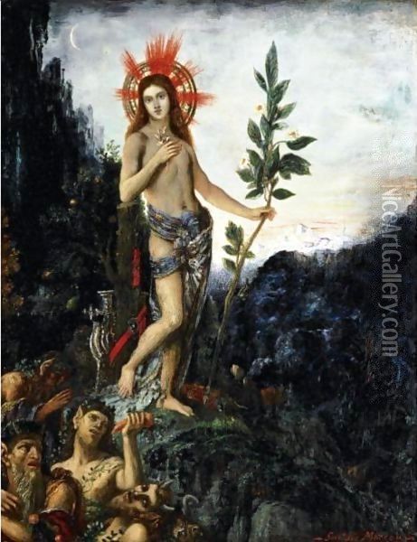 Apollon Recevant Les Offrandes Des Bergers (Ou Apollon Et Les Satyres) Oil Painting - Gustave Moreau