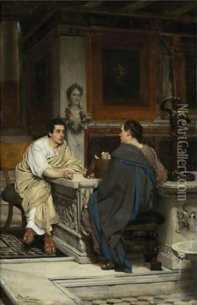 The Conversation Oil Painting - Sir Lawrence Alma-Tadema