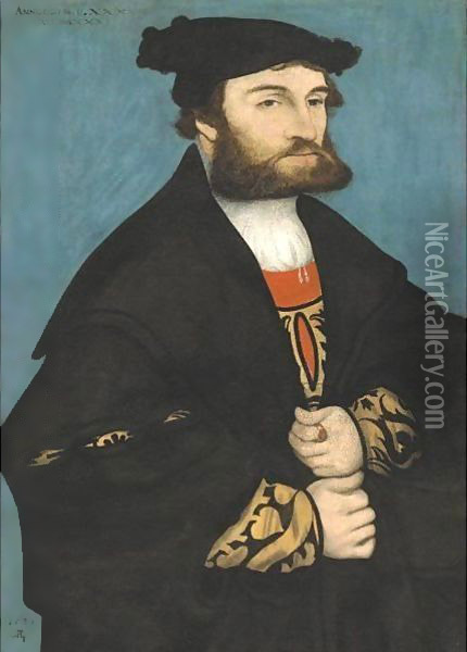 Portrait Of A Bearded Man Age Thirty-Five Oil Painting - Lucas The Elder Cranach