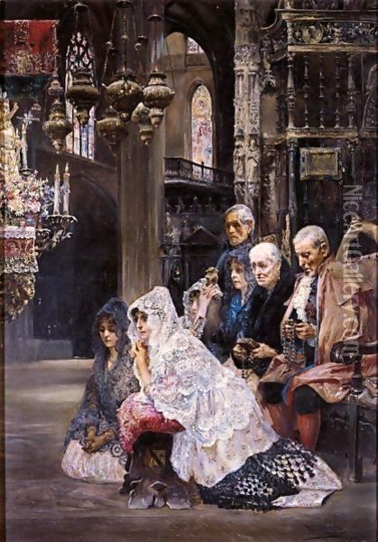 El Casamiento (The Wedding Ceremony) Oil Painting - Jose Gallegos Y Arnosa