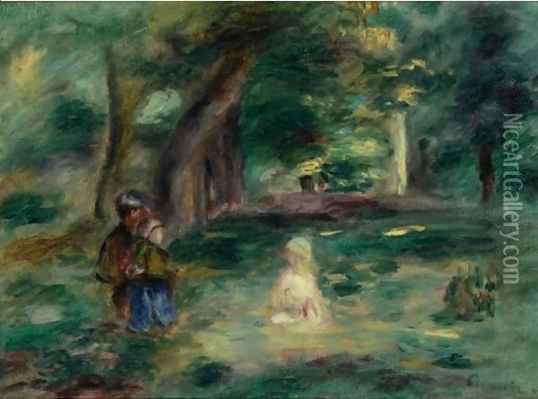 Trois Personnages Dans Un Paysage Oil Painting - Pierre Auguste Renoir