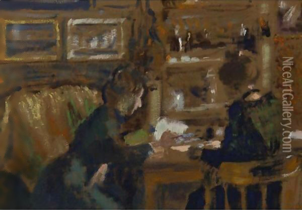 La Causerie (Deux Femmes Dans Un Interieur) Oil Painting - Georges Lemmen