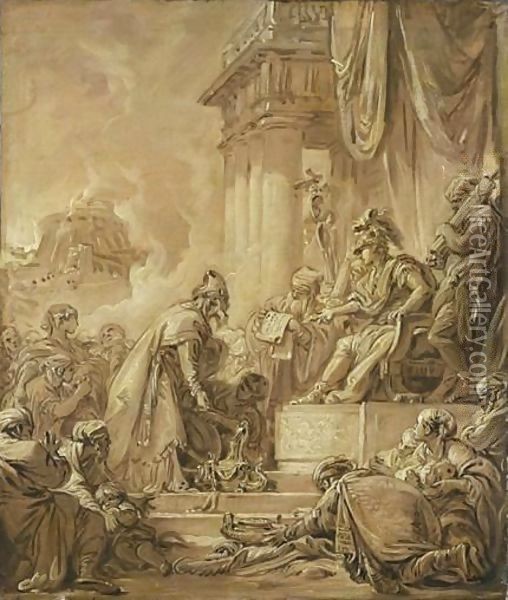 Le Pretre Joshuah Offrant Les Tresors Du Temple A Titus Oil Painting - Francois Boucher