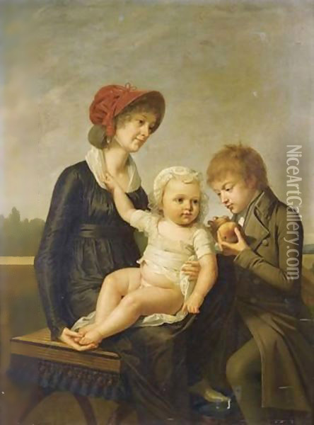 Jeune Mere Et Ses Deux Enfants Oil Painting - Robert-Jacques-Francois-Faust Lefevre