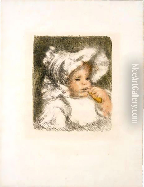 L'Enfant Au Biscuit Oil Painting - Pierre Auguste Renoir