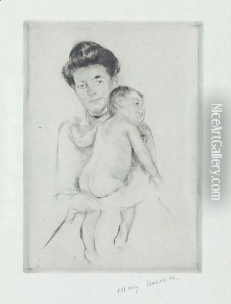 Mother Holding Nude Baby Oil Painting - Mary Cassatt