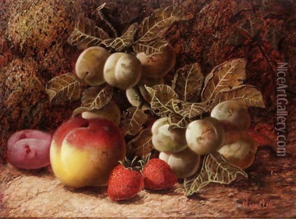 Still Life With Strawberries Oil Painting - Oliver Clare