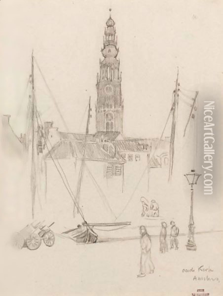 Oude Kerk A Amsterdam Oil Painting - Theo van Rysselberghe